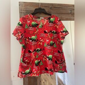 Rudolph Red-Nosed Reindeer Christmas Scrub Top